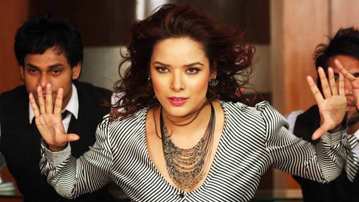 Udita Goswami In Black N White Dress Dancing Pose Photoshoot